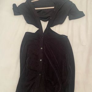 Black cut out open back dress